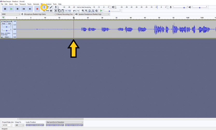 where is the click track in audacity for mac